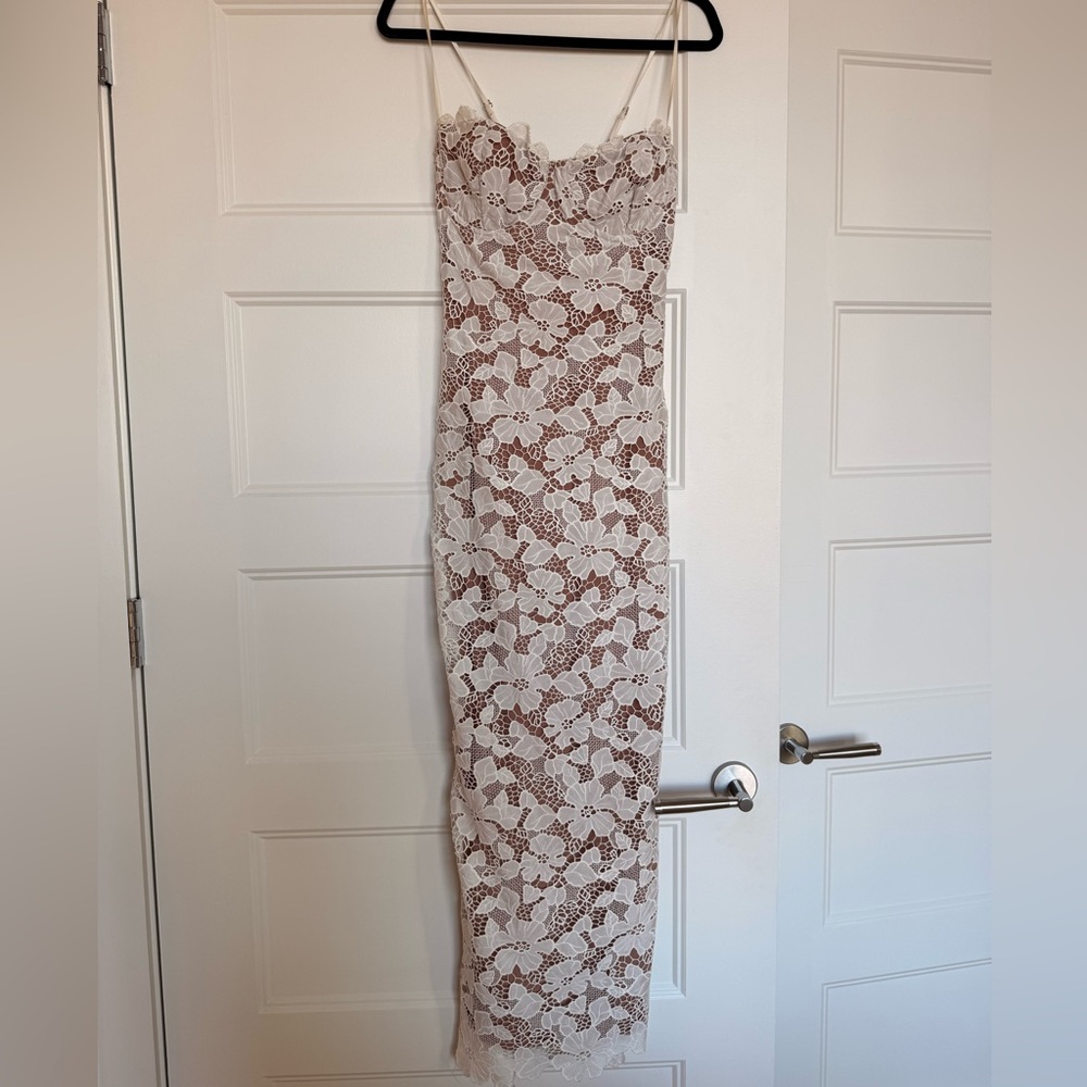 House of CB Pearl White Floral Embroidered Dress - Picture 2 of 6